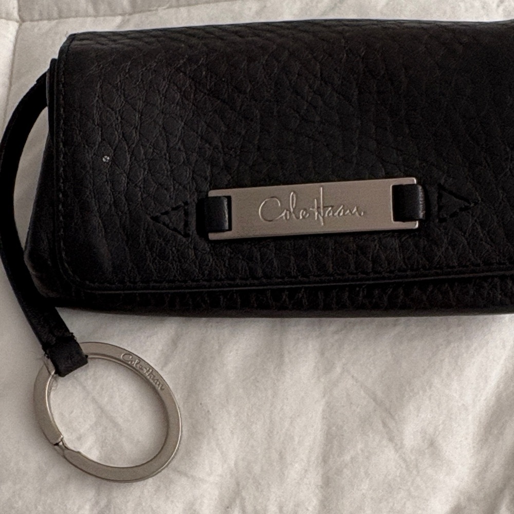 Cole Haan Black Textured Leather Wristlet